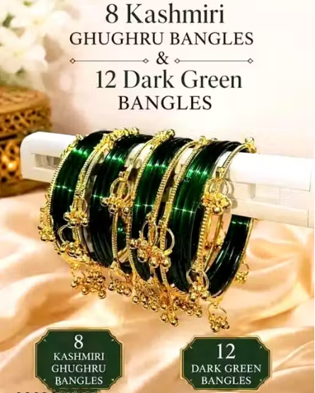 SAVAN GREEN SPECIAL KASHMIRI GHUNGROO NAG BANGLES