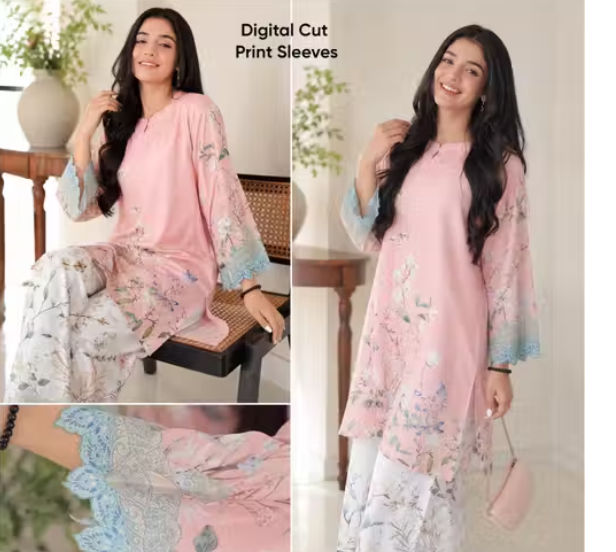 Pink Floral Co Ord Set for Women | Digital Print Kurti Palazzo Set | Luxury Designer Sleeves | Trendy Ethnic Co Ord Set | Stylish Daily Wear, Office Wear & Soft Casual Festive Outfit | Premium Designer Kurta Set