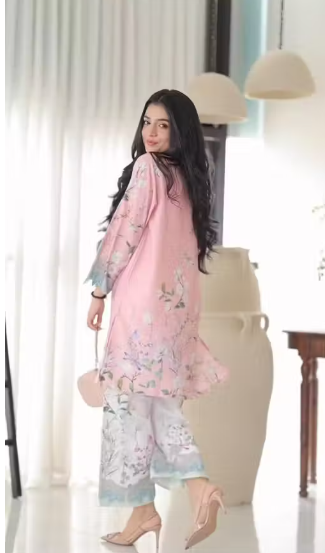 Pink Floral Co Ord Set for Women | Digital Print Kurti Palazzo Set | Luxury Designer Sleeves | Trendy Ethnic Co Ord Set | Stylish Daily Wear, Office Wear & Soft Casual Festive Outfit | Premium Designer Kurta Set
