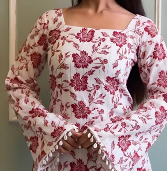 Trending  printed square neck kurti