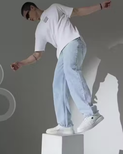 premium baggy mens ice blue jeans//baggy lose fit man jeans