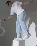 premium baggy mens ice blue jeans//baggy lose fit man jeans