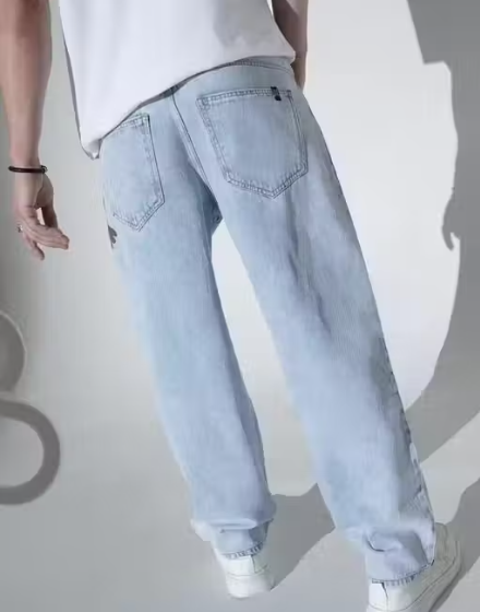 premium baggy mens ice blue jeans//baggy lose fit man jeans