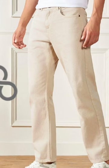 premium beige baggy jeans for mens