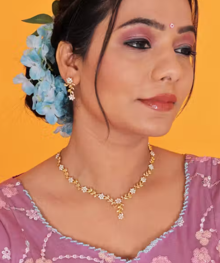 premium Brass Designer Rose Gold Plated Jewellery Set