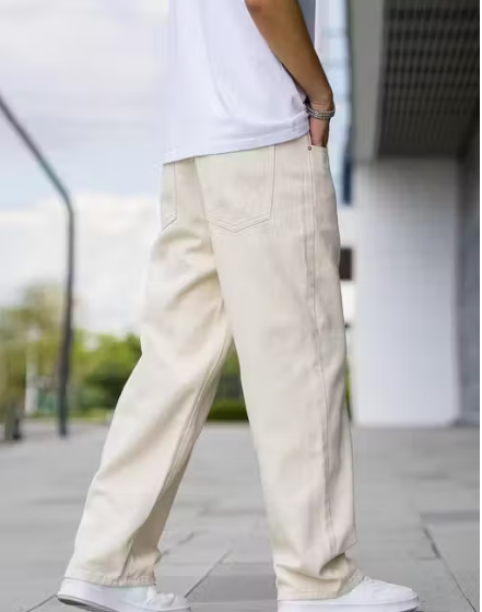 cream baggy jeans for mens