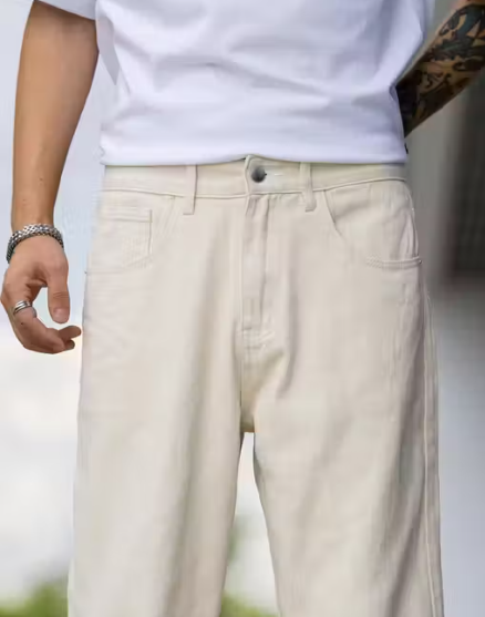 cream baggy jeans for mens