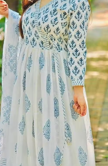 premium anarakali kurti and dupatta pink