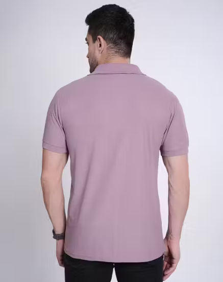 Flora Shine Latest Trendy Men Onion Pink Half Sleeve PolyCotton Polo T-Shirt For Men