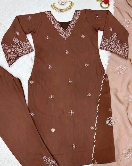 Indian Designer Eid Exclusive Silk Embroidered Straight Kurti Pant with Dupatta Set, Pakistani Salwar Kameez, Premium Party/Ethnic Wear